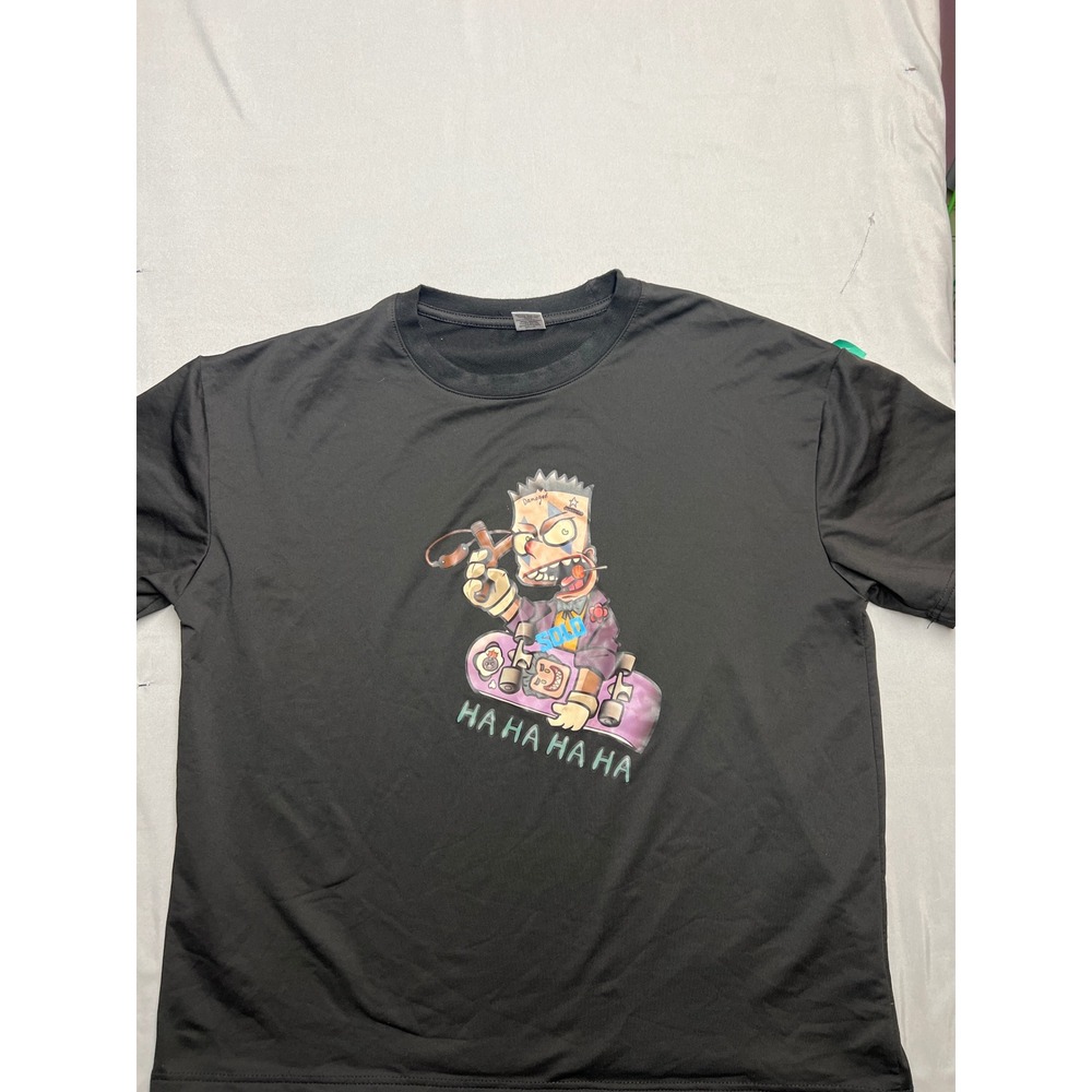 Boys black Graphic T-Shirt XL Skater Cartoon Streetwear Polyester Tees